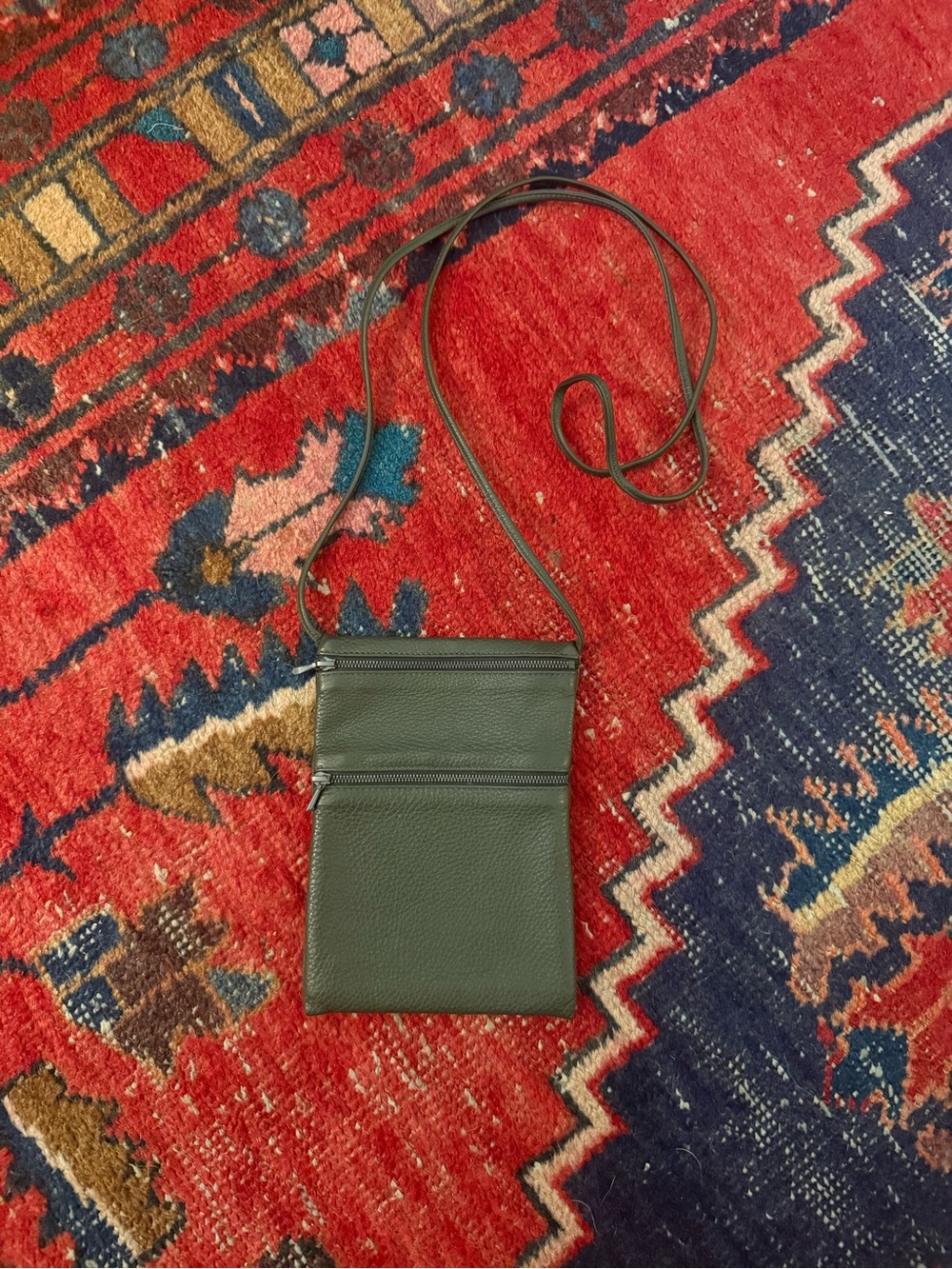COMOLI x CHACOLI Green Leather Passport Case Crossbody Bag - Japan Quiet Luxury